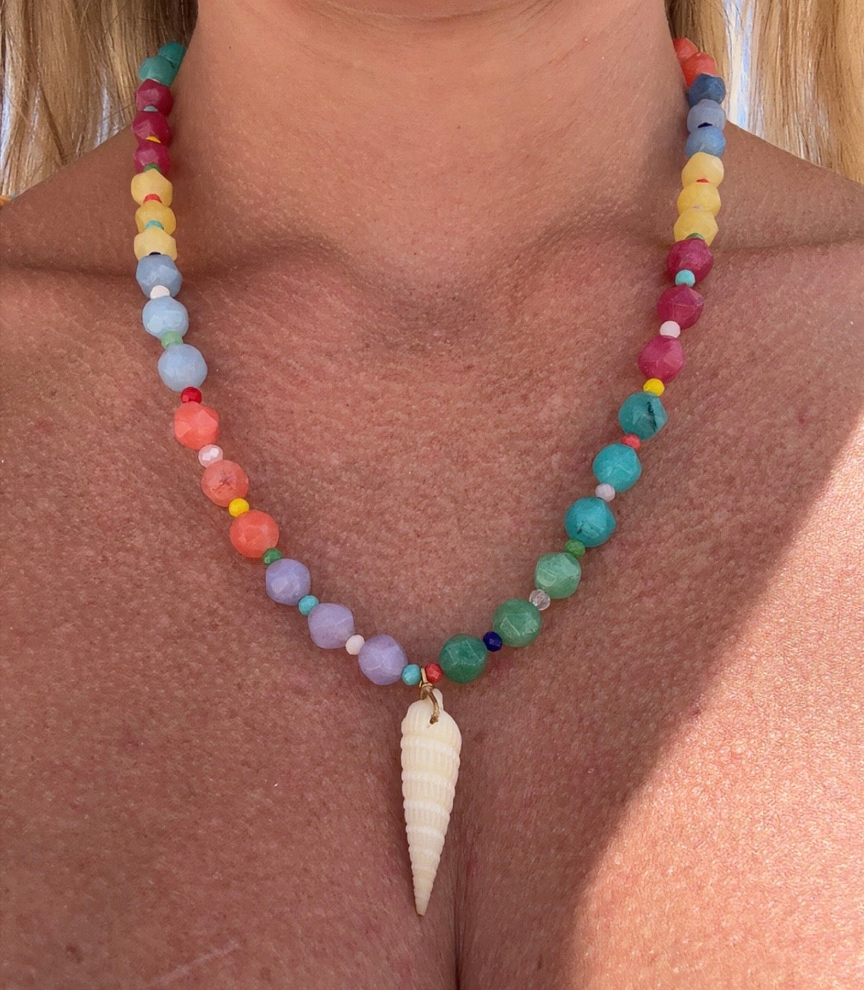 Rainbow Auger Shell Necklace